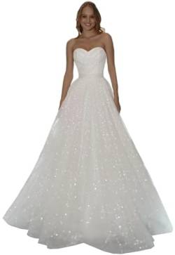 Beyonddress Damen Tüll Brautkleider Hochzeitskleid Langarm Standesamt V-Ausschnitt Brautmode Brautkleid(Elfenbein 03,52) von Beyonddress