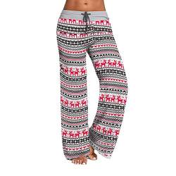 Pyjamahose Damen Lang Schlafanzughose Jogginghose Yoga Hose Schlafanzug Freizeithose Weites Bein Stretch Strandhose Pyjama Hosen von Beyooola