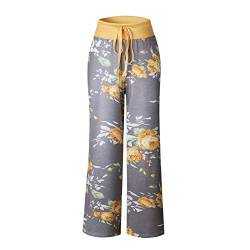 Pyjamahose Damen Lang Schlafanzughose Jogginghose Yoga Hose Schlafanzug Freizeithose Weites Bein Stretch Strandhose Pyjama Hosen von Beyooola