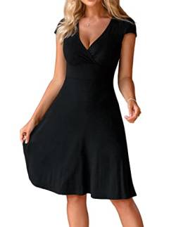 Beyove Damen A Linie Kleid Elegant Abendkleider V Ausschnitt Freizeitkleid Kielang Swing Stretchy Kleider 40 L von Beyove