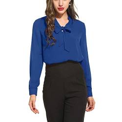 Beyove Damen Bluse Elegant Büroblusen V-Ausschnitt Business Tunika Tops Longshirt Oberteile T-Shirts mit Schleife S von Beyove