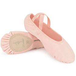 Ballettschuhe Elastische Ballettschläppchen Kinder Rosa Tanzschuhe Geteilte Ledersohle für Mädchen und Erwachsene 25 von Bezioner