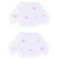 Bezioner 2 PCS Tüllrock Damen,Tütü Rock Damen mit LED-Licht 5 Lagig Festival Outfit Frauen Party Halloween Kostüme Ballettkleidung Tanzrock Weiß von Bezioner