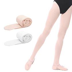 Bezioner 2 Paar Kinder Ballett Strumpfhose Tanzstrumpfhose mit Fuss fur Kinder und Damen,Weiss 1 Paar, Apricot ,L von Bezioner