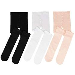 Bezioner 3 Paar Kinder Ballett Strumpfhose Tanzstrumpfhose mit Fuss fur Kinder und Damen,3 Paar, Weiss,Apricot, Schwarz,L von Bezioner