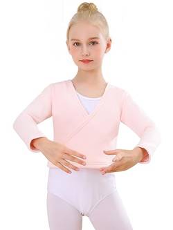 Bezioner Kinder Ballett Wickeljacke Mit Fleece Gymnastik Tanz Ballettjacke Lange Ärmel für Mädchen Damen Rosa S(90-110cm) von Bezioner