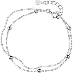 Armband, Armband, Silberarmband, Geschenke, Sterling-Silber-Armband for Damen, Damen-Armband aus 925er-Sterlingsilber, elegante Doppelkette, Silberarmbänder, Freundschaftsarmband, Sterling-Silber-Schm von BgnEhRfL