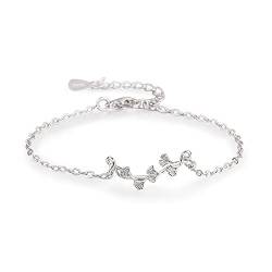 Armband, Armband, Silberarmband, Geschenke, Sterling-Silber-Armband for Frauen, Damen-Armband aus 925er-Sterlingsilber, modisches, elegantes Ginkgo-Biloba-Armband, Damen-Sterlingsilber-Schmuck, Weihna von BgnEhRfL