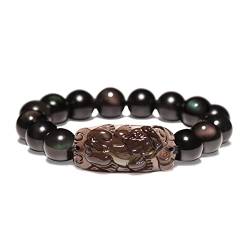 Herren-Armbänder, Obsidian-Armband, Natürliches goldenes Obsidian-Spirituelles Chakra-Armband, Amulett, Glücksbringer, verstellbares Abwehrarmband for Männer und Frauen, Stil D, 12 mm ( Color : Style von BgnEhRfL