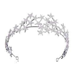 Tiara, Prinzessinnenkrone, Hochzeit Tiara Prinzessin Tiara Krone Hochzeit Braut Strass Krone Stirnband Braut Kopfschmuck Kopfschmuck Frauen Mädchen Haarschmuck (Farbe: Silberne Tiara, Größe: 1) von BgnEhRfL