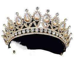 Tiara, Prinzessinnenkrone, Hochzeit Tiara Prinzessin Vintage Kristall Braut Krone Frauen Kopfschmuck Braut Tiaras und Kronen Hochzeit Haarschmuck Zubehör Krone (Farbe: Silber) (Color : Gold Yellow) von BgnEhRfL