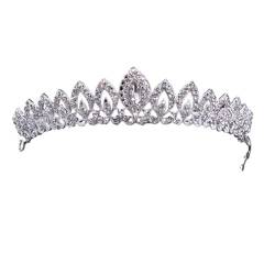 Tiara, Prinzessinnenkrone, Hochzeit Tiara Prinzessin Vintage Kristall Braut Krone Frauen Kopfschmuck Braut Tiaras und Kronen Hochzeit Haarschmuck Zubehör Krone (Farbe: Silber) (Color : Silver) von BgnEhRfL