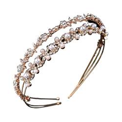 Tiara, Prinzessinnenkrone, Hochzeits-Tiara, Prinzessin, Braut-Stirnband, Kopfbedeckung, Hochzeit, Geburtstag, Krone, Kopfschmuck, Perlen-Strasssteine, 2 Stück, Haarspangen for Frauen, gut aussehend (G von BgnEhRfL