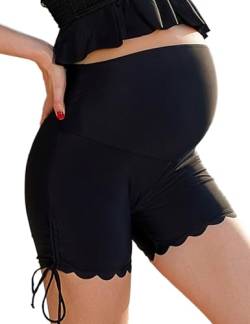 Bhome Umstands-Badeshorts, hohe Taille, Schwangerschafts-Badeanzug, Schwarz, Large von Bhome