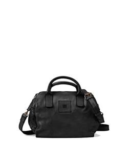 Biba Tasche für Damen aus echtem Leder, Umhängetasche Heritage Boston BT21, Kurzer und langer Griff, Reißverschluss, Echtes Rindsleder, Schwarz Farbe von Biba