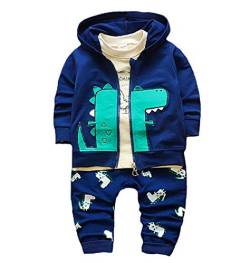 Baby Jungen Kleidung Kleinkind niedliche Outfits für Kinder, dreiteiliger Anzug, lange Ärmel, Jacke, T-Shirt, Jeanshose Gr. 0-12 Monate, blau von BibiCola