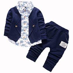 BibiCola Baby Junge Kleidung Kleinkind Nette Outfits für Kind Dreiteiliger Anzug Langarm Jacke+T-Shirt+Jeans, Marineblau, 2-3 Jahre von BibiCola