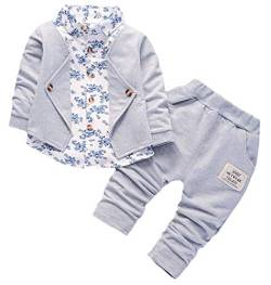 BibiCola Baby Junge Kleidung Kleinkind Nette Outfits für Kind Dreiteiliger Anzug Langarm Jacke+T-Shirt+Jeans, grau, 1-2 Jahre von BibiCola