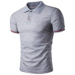BicRad Herren Shirt Polo Kurzarmshirt Slim Polohemden Baumwolle, L, B40 Grau von BicRad