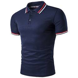 BicRad Herren Shirt Polo Kurzarmshirt Slim Polohemden Baumwolle, L, B41 Marine von BicRad