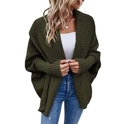 Bichingda Damen Kimono Batwing Cable Knitted Slouchy Oversized Wrap Cardigan Sweater Coat Outwear UK, Gr?n, XL von Bichingda