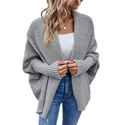 Bichingda Damen Kimono Batwing Zopfmuster Slouchy Oversized Wrap Cardigan Pullover Mantel Outwear UK, grau, M von Bichingda