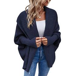 Bichingda Damen Kimono Batwing Zopfmuster Slouchy Oversized Wrap Cardigan Pullover Mantel Outwear UK, navy, S von Bichingda