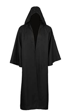 Erwachsene Umhang für Jedi Robe Kapuzenumhang Halloween Weihnachten Party Cosplay Kostüm Vampir Umhang Tunika Kapuzenuniform, Schwarz , L von Bichingda