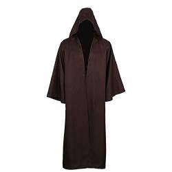 Erwachsene Umhang für Jedi Robe Kapuzenumhang Halloween Weihnachten Party Cosplay Kostüm Vampir Umhang Tunika Kapuzenuniform, braun, M von Bichingda