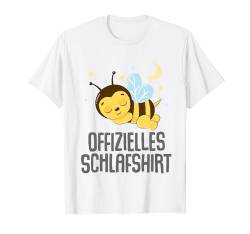 Offizielles Schlafshirt Pyjama Nachthemd Biene Fun Geschenk T-Shirt von Bienen Lustig Geschenkidee Langschläfer Faulenzer