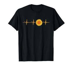 Sonnenblume Herzschlag EKG Herz Sommer Blumen T-Shirt von Bienen Shirts & Imker Geschenke für Herren & Damen