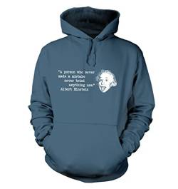 Mistake Quote Einstein hoodie (Medium (40 Chest)/Airforce Blau ) von Big Mouth Clothing