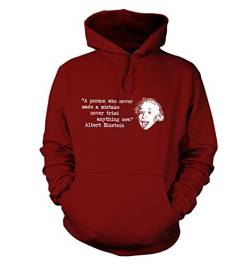 Mistake Quote Einstein hoodie (Small (36 Chest)/Rot Hot Chilli) von Big Mouth Clothing
