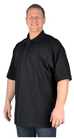 Duran Herren-Poloshirt, 100 % Baumwolle, einfarbig, Piqué, Schwarz, Marineblau, Dunkelgrau, hohe Kleidung, 2XL, 3XL, 4XL, 5XL, 6XL, 7XL, 8XL Gr. 8XL/Mehr, Schwarz von Big Tee Shirt