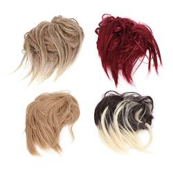 Messy Bun, 4 Stück Frauen Messy Hair Bun Natürliche Flauschige Pferdeschwanz-Haargummis Haarteile von BigKing