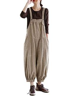 Bigassets Damen Herbst Winter Verstellbarer Riemen Overalls Baumwoll Cord Latzhose Khaki S von Bigassets