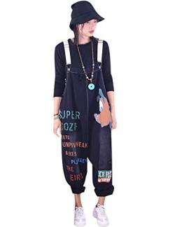 Bigassets Damen Jeans Latzhose Ärmellos Overalls Jumpsuits Style 3 Black von Bigassets