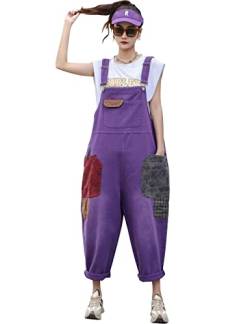 Bigassets Damen Jeans Latzhose Ärmellos Overalls Jumpsuits Style 3 Purple von Bigassets