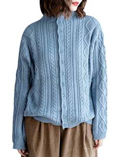 Bigassets Damen Langarm Pullover Oberteile Kurz Gestrickte Pullover Style 2 Light Blue von Bigassets