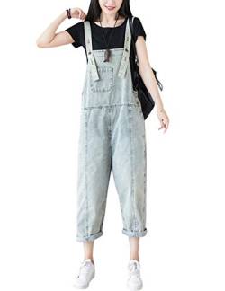 Bigassets Damen Verstellbarer Riemen Jeans Latzhose Overalls Style 1 Light Blue von Bigassets