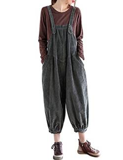 Bigassets Damen Vintage Latzhose Ausgebeult Cord Overalls Green M von Bigassets