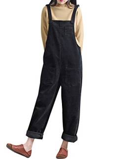 Bigassets Damen Winter Herbst Weinlese Cord Overall Strap Ärmellose Overalls Latzhosen Style 2 Black von Bigassets