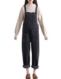 Bigassets Damen Winter Herbst Weinlese Cord Overall Strap Ärmellose Overalls Latzhosen Style 2 Grey von Bigassets