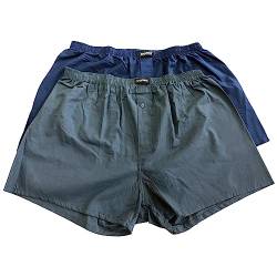 Bigdale 2er Pack Woven Boxershort kariert | Unterhosen Männer in Übergröße Größe 3XL-10XL | Boxershorts Herren aus 100% Baumwolle | pflegeleicht, bügelleicht, atmungsaktiv | Navy/Grey Uni / 10 / 3XL von Bigdale