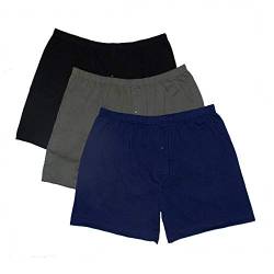 Bigdale 3er Pack American Boxershort | Unterhosen Männer in Übergrößen Größe 3XL-10XL | Boxershorts Herren aus 100% Baumwolle | atmungsaktiv, pflegeleicht, strapazierfähig | Black/Navy/Grey, 14 / 5XL von Bigdale