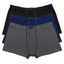 Bigdale 3er Pack Set Retroshorts Boxershorts Herren | Unterhosen Männer in Übergrößen Größe 3XL-10XL | Boxer Shorts for Men aus 100% Baumwolle in schwarz | Black/Navy/Grey, (Größe 10) 3XL von Bigdale