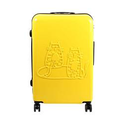 BiggDesign Cats Koffer Hartschale Mittelgroß | Reisetasche mit Rollen | Reisekoffer mit Kombinationsschloss | 4 Doppel Rollen | 360 Grad drehbar | Leicht | Gelb von BiggDesign