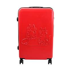 BiggDesign Cats Koffer Hartschale Mittelgroß | Reisetasche mit Rollen | Reisekoffer mit Kombinationsschloss | 4 Doppel Rollen | 360 Grad drehbar | Leicht | Rot von BiggDesign