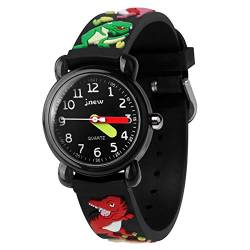 Bigmeda Armbanduhr für Kinder Jungen und Mädchen, 30M wasserdichte Analog Quarzuhr, 3D Cute Cartoon Uhr, Digitale Kinderuhr, Teaching Handgelenk Uhren mit Silikon Armband (Dino) von Bigmeda