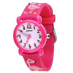 Bigmeda Armbanduhr für Kinder Jungen und Mädchen, 30M wasserdichte Analog Quarzuhr, 3D Cute Cartoon Uhr, Digitale Kinderuhr, Teaching Handgelenk Uhren mit Silikon Armband (Flamingo) von Bigmeda